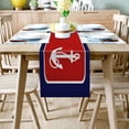 thumbnail image 2 of Table Runner Dresser Scarves 72 Inch Long, White Nautical Anchor Linen Dining Table Runners Marine Element on Red and Navy Blue Tabletop Scarf for Wedding Holiday Party Kitchen, 2 of 7