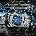 thumbnail image 6 of EXPLOJOY Square Watch for Men Waterproof Stainless Steel Wristwatch Diamond Quartz Watches with Luminous Date, 6 of 8