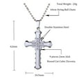 thumbnail image 3 of Stainless Steel Jewelry Double Layer Cubic Zirconia Stainless Steel Cross Pendant Necklace for Men, 3 of 5