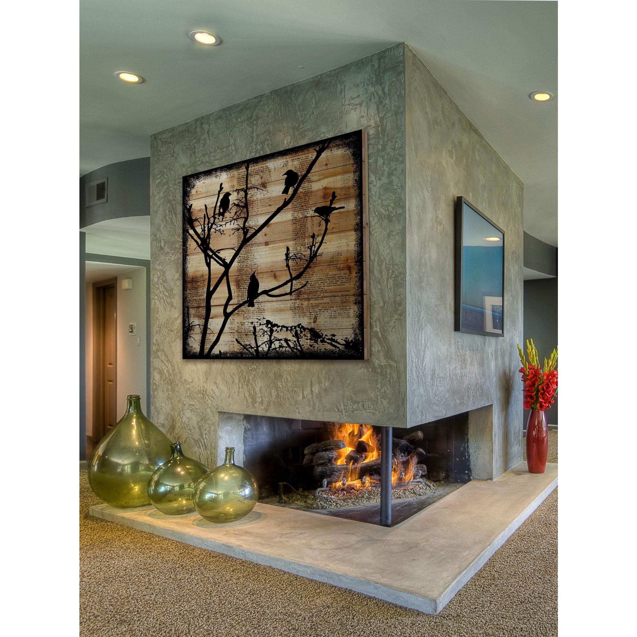 Marmont Hill "Branch Silhouette" by Vicki Butler Painting Print on Natural Pine Wood