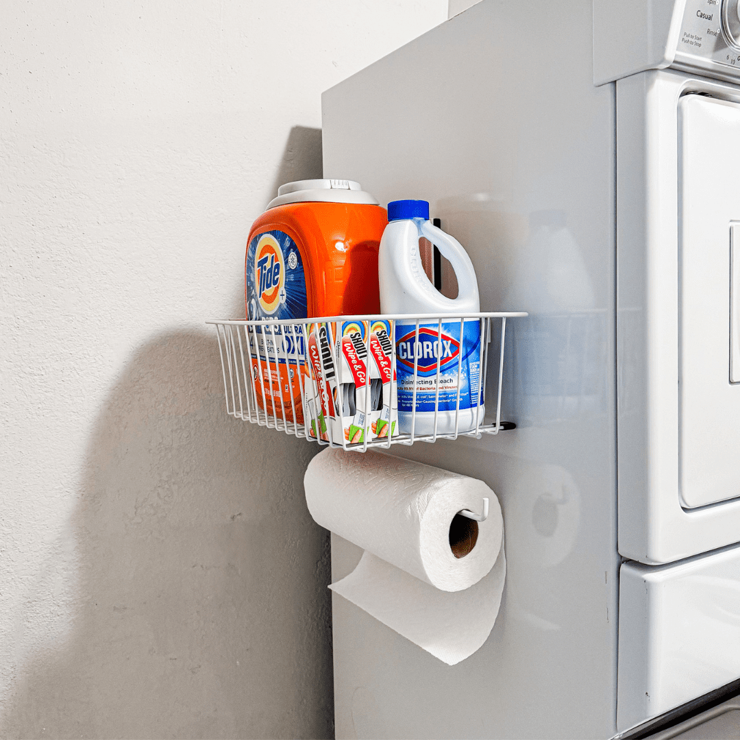 GATOR MAGNETICS Utility Basket with Towel Bar White - 35lb Capacity