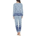 thumbnail image 3 of Renewold Women's Pajama Set Long Sleeve Sleepwear Ladies Soft Cozy Up Pjs Blue Flowers Butterflies Print Lounge Set Casual Outdoor Jogger Sweatpants Size M, 3 of 5