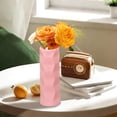 thumbnail image 5 of Wave-Designed Plastic Vase - Modern Minimalist Shatterproof Flower Pot for Home Decor, Durable Container for Dry & Wet Flower Arrangements, Sleek Home Office Desktop Accent, 7.9*2.8in, Pink, 5 of 7