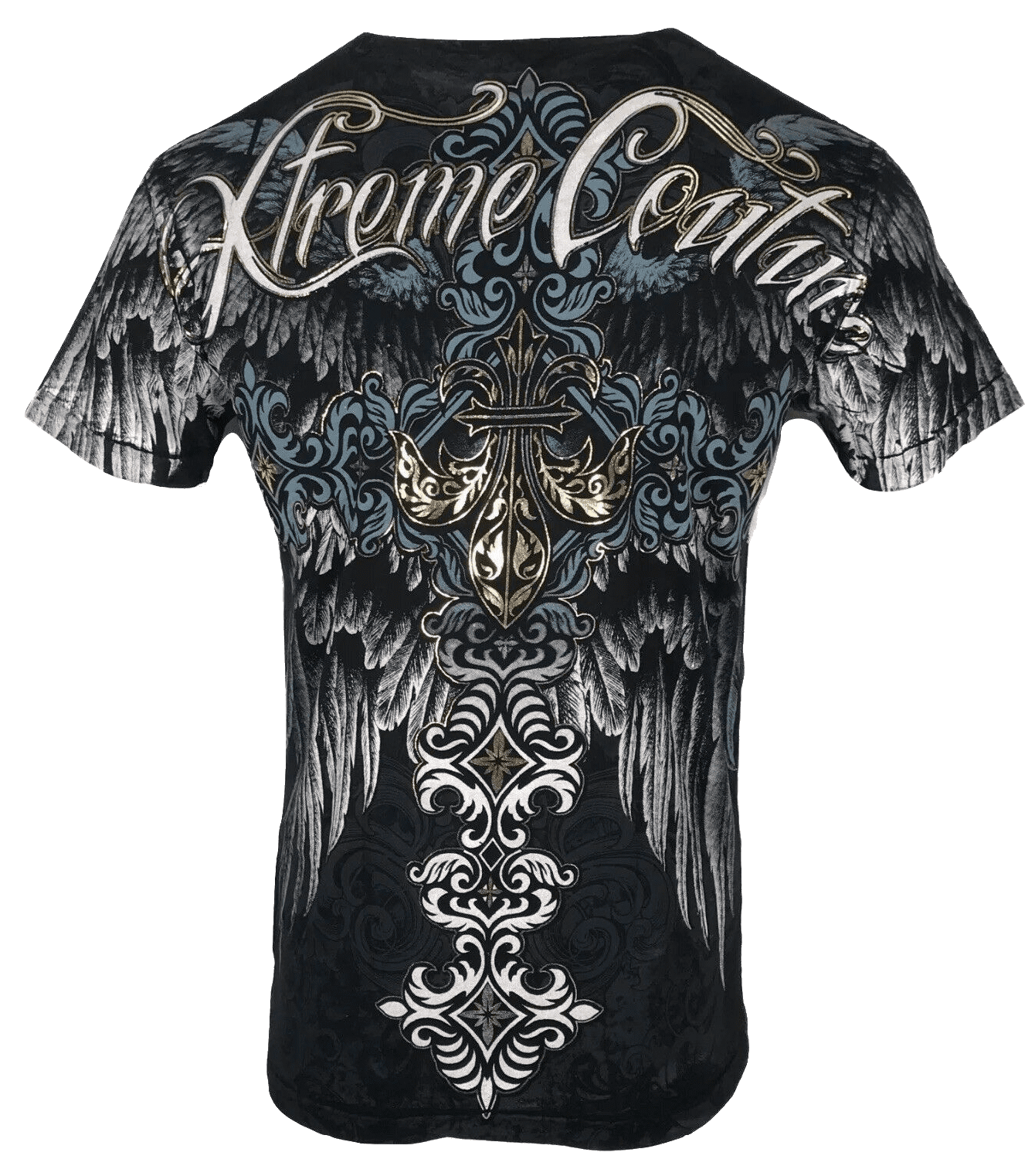 Xtreme Couture Men T-Shirt, Black Hades Skulls Design, 100% Cotton