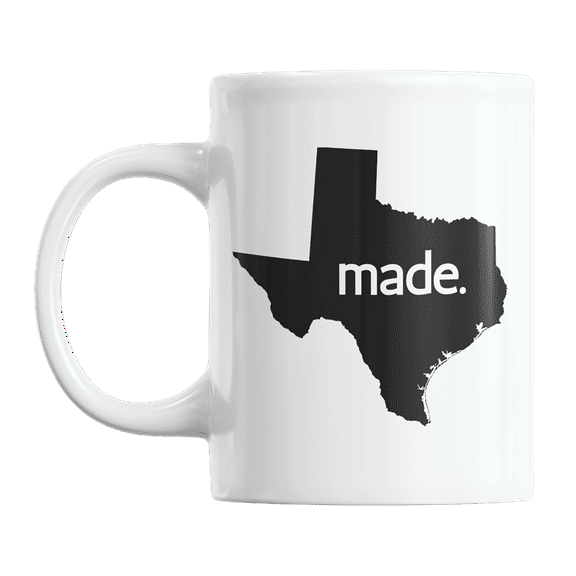Texas USA Made & TX State Map Outline, US Citizen Coffee & Tea Mug Cup (11oz)
