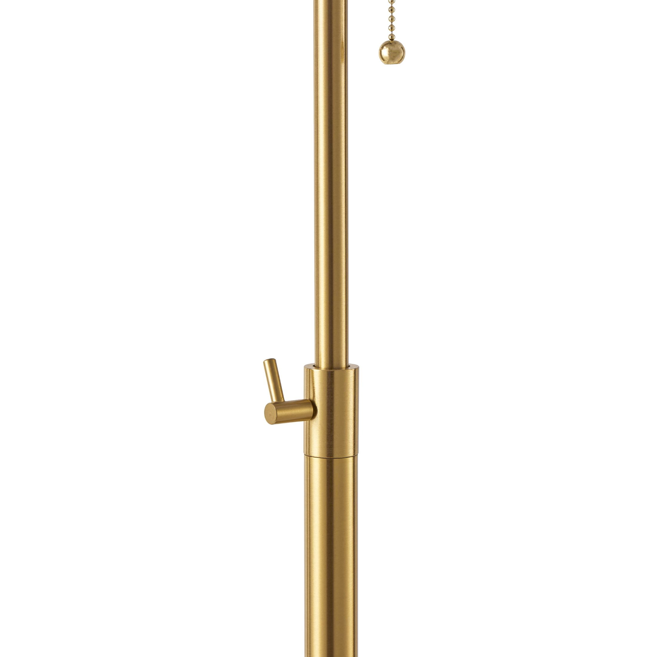 KAWOTI 64.5'' Adjustable Height Floor Lamp for Living Room Office, Modern Standing Floor Lamp with Pull-Chain Switch, Antique Brass