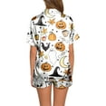 thumbnail image 3 of Ulitacool Halloween Pajamas Women Short Sleeve Pjs And Shorts Set Button Down Pumpkin Ghost Print Sleepwear Festival Comfortable Jammies Nightwear White M, 3 of 6