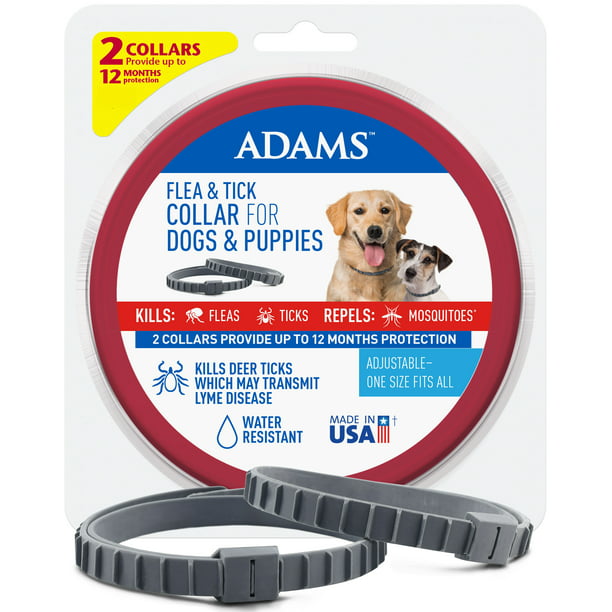 Adams Flea And Tick Collar For Dogs And Puppies 2 Pack In Grey Color