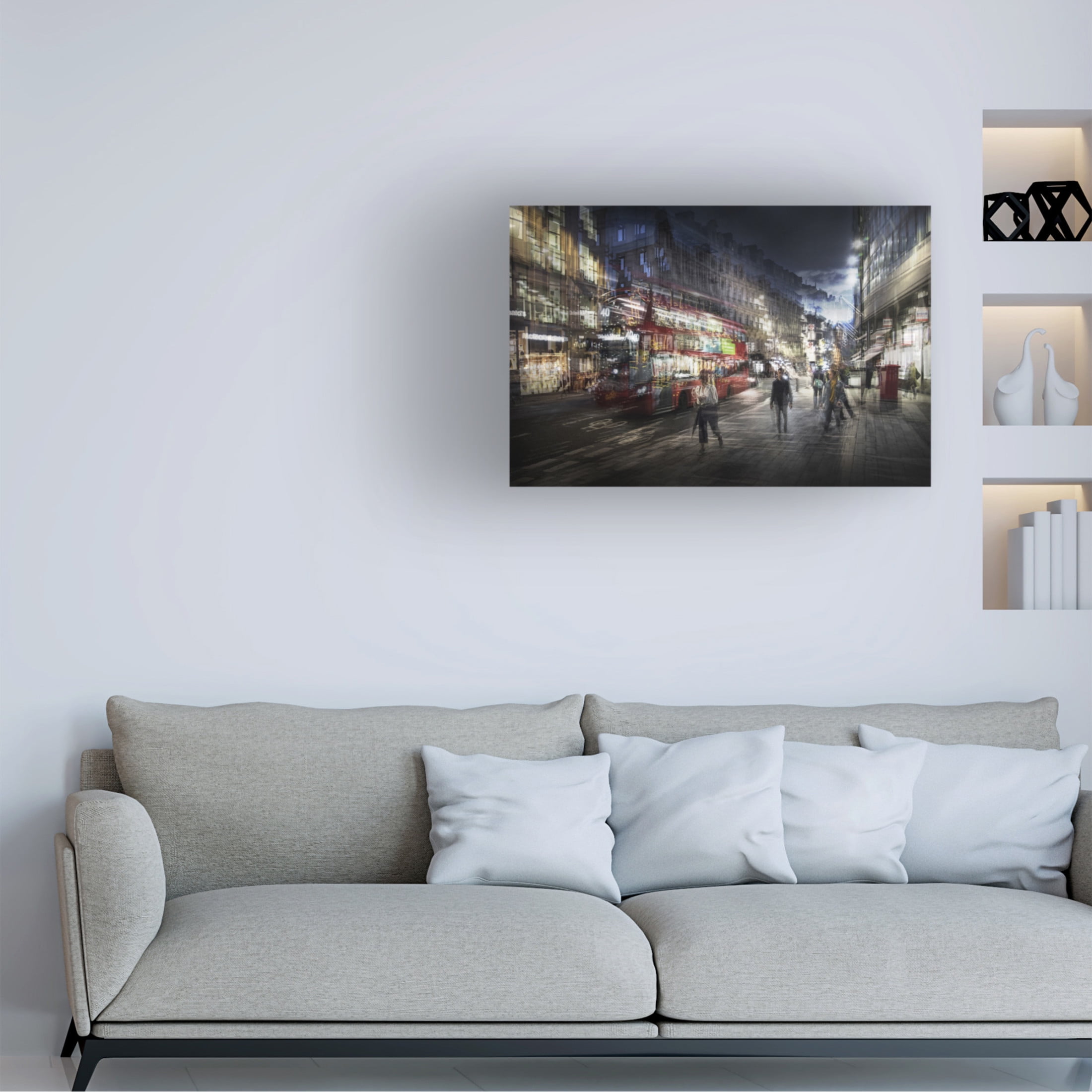 Canvas Wall Art - Nicodemo Quaglia 'On The Streets Of London' Wall Art for Living Room, Bedroom, or Office D?cor by Trademark Fine Art - 47 x 30 Inches