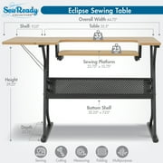 Sew Ready Eclipse Sewing and Craft Table with Adjustable Platform in Black / Maple