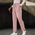 thumbnail image 2 of Garbnen Corduroy Womens Pants Elastic Waist Straight Leg Pants Women Loose Fit Summer Office Trouser Pants with Pockets, 2 of 7