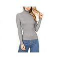 thumbnail image 2 of Simply Fashion Ambiance Women's Ribbed Long Sleeve Turtleneck Top Hgrey,medium, 2 of 2