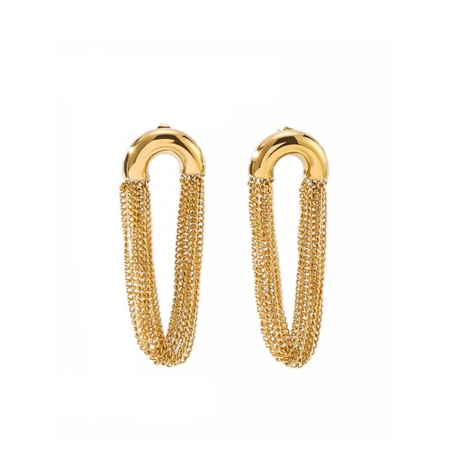 Aretes largos de cadenas de oro laminado