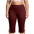 thumbnail image 4 of Dagugfen Plus Size Capri Pants for Women Elastic Waist Stretchy Yoga Pants Gym Workout Athletic Capris Solid Color L-5XL, 4 of 6