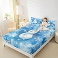 thumbnail image 4 of Castle Fairy Cartoon Christmas Snowman 4pcs Bed Sheets for Boys Girls,Happy New Year Snowflakes King Sheets,Abstract Gradient Blue Super Cozy Sheet Set,Ultra Soft Home Decor, 4 of 7