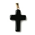 thumbnail image 2 of 20 pc Glass Pendants with Golden Plated Iron Findings Cross Black 28.5x18x4.5mm Hole: 5.5x3mm, 2 of 3