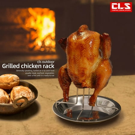

TruPeony Barbecue Grilling Baking Cooking Non-Stick Pans Roast Chicken Rack With Bowl