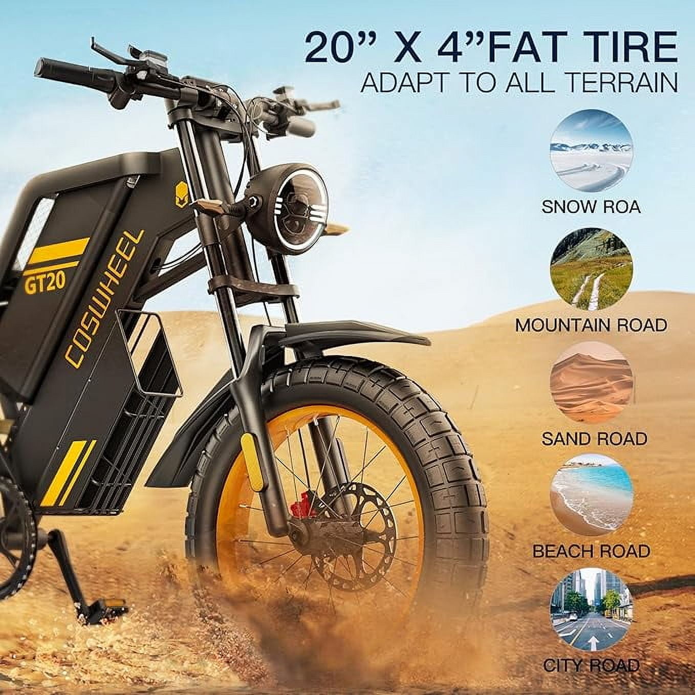 COSWHEEL GT20 1500W Electric Dirt Bike for Adults MTB, with 48V/25Ah Removable Battery,  UL2849