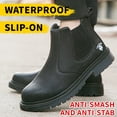 thumbnail image 6 of RIBONGZ Steel Toe Work Boots for Men Slip-on Chelsea Boot, Men's Industrial & Construction Shoes, Waterproof, Lightweight, Comfortable, Non-slip Safety Shoes, 6 of 9