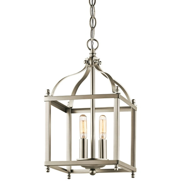 42565NI Kichler Lighting Larkin - 2 light Cage Foyer - with Traditional inspirations - 14.75 inches tall by 8 inches wide-Brushed Nickel Finish
