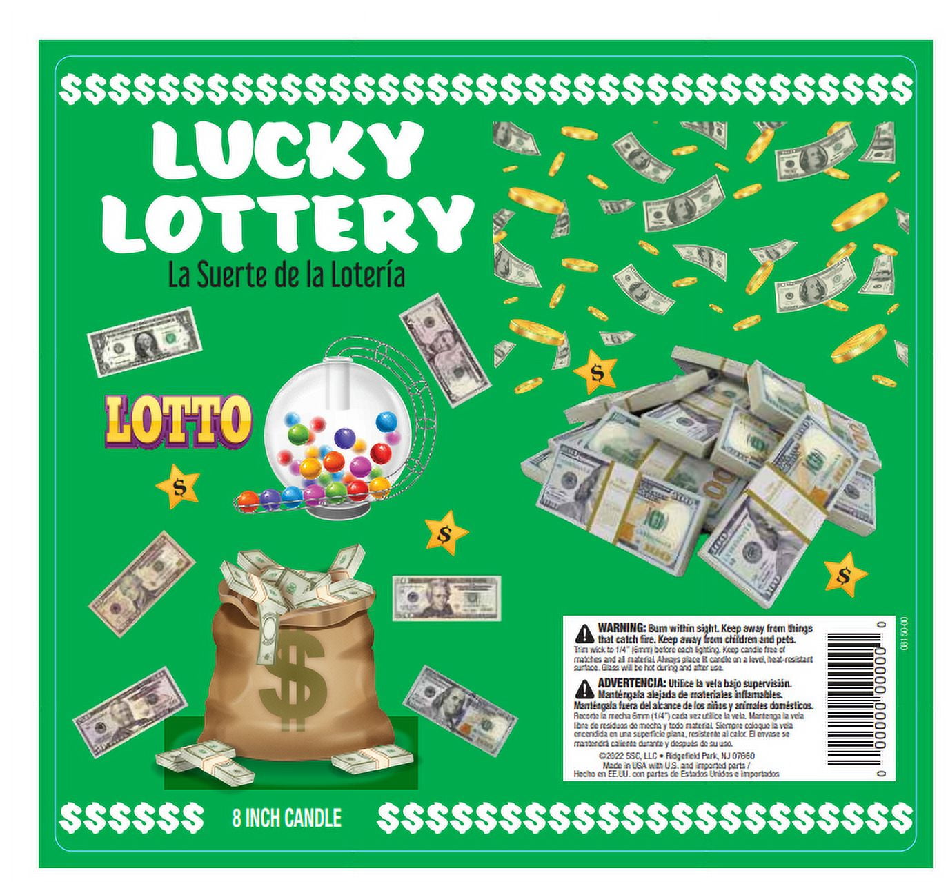 (4 pack) Prayer Candle Sacred Lucky Lotto, 8 inch