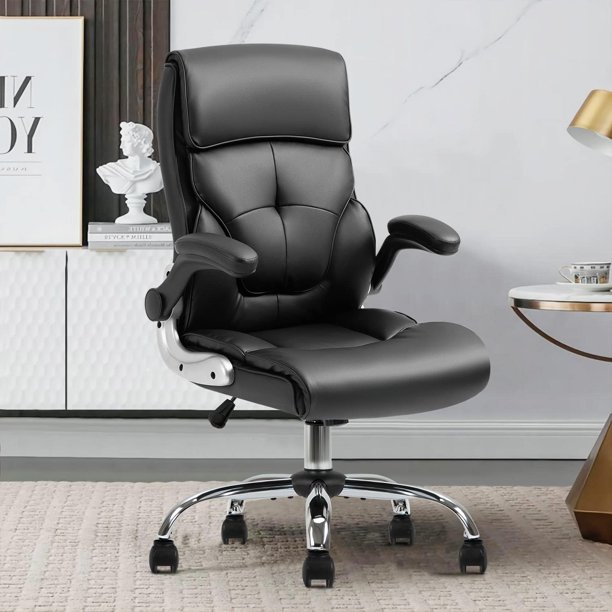 YAMASORO Leather Office Chairs High Back Executive Chair With FlipArms