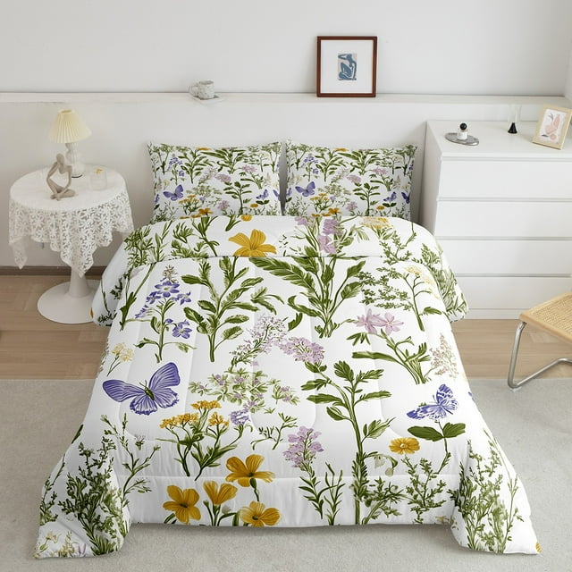 Erosebridal Girls Pink Floral Bedding Queen Comforter Set, Spring Garden Down Comforter, Microfiber, 3pcs