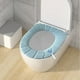 thumbnail image 4 of Bathroom Soft Thicker Warmer Stretchable Washable Cloth Toilet Seat Cover Pads, 4 of 5