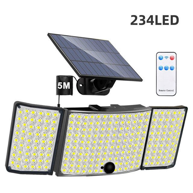 Lámpara Solar para exteriores, luces solares con Sensor de movimiento Ip65, impermeable, superbrillante, para patio trasero, jardín, calle, garaje, 234/258led