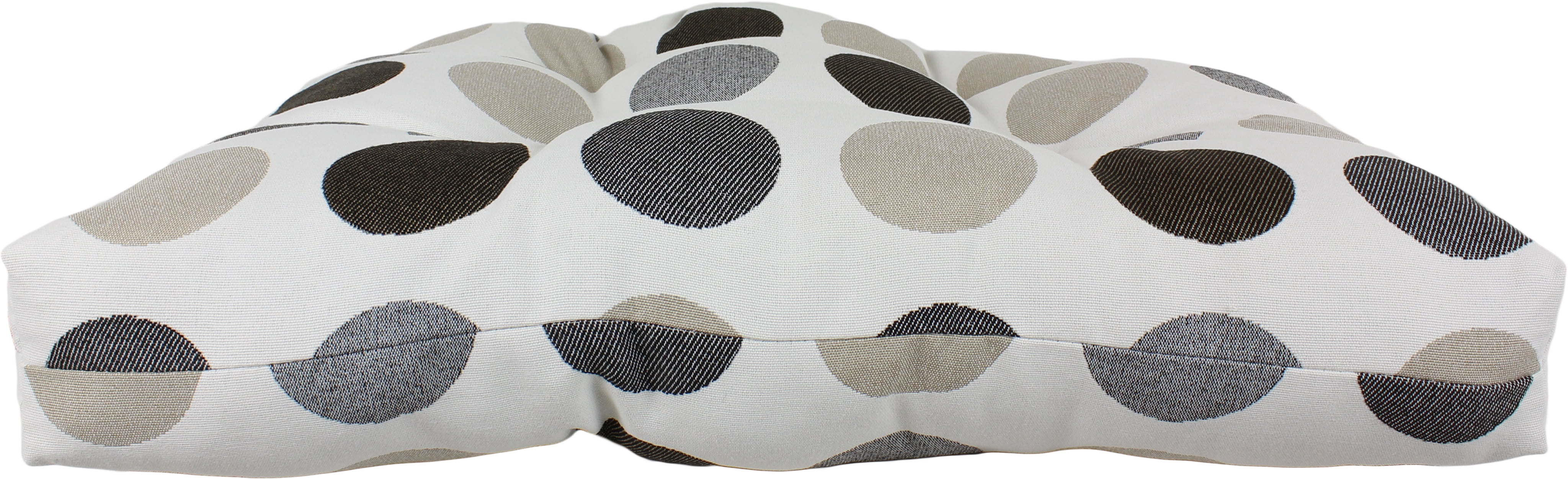 Everything Comfy Charcoal and Gray Big Dots Indoor / Outdoor Seat Cushion Patio D Cushion 20" x 20", 2 Tie Backs