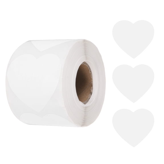 Uxcell 500pcs White Heart Stickers Roll 2 Inch Self-Adhesive Stickers for DIY Crafts