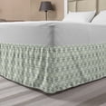 thumbnail image 1 of Abstract Bed Skirt, Continuous Pattern with Pastel Symmetric Elements, Elastic Bedskirt Dust Ruffle Wrap Around for Bedding Decor, 4 Sizes, Reseda Green Green, by Ambesonne, 1 of 2