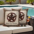 thumbnail image 4 of Western Star Vintage Outdoor Waterproof Pillow Covers, Country Texas Stars Buffalo Plaid Brown Decorative Square Throw Pillowcase Sofa Cushion Sham for Patio/Couch/Chair, 20"x20" 2 Pack, 4 of 8