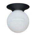 thumbnail image 1 of Lampara De Techo/muro, Base Integral Negro 1 Luz Globo de cristal., 1 of 5
