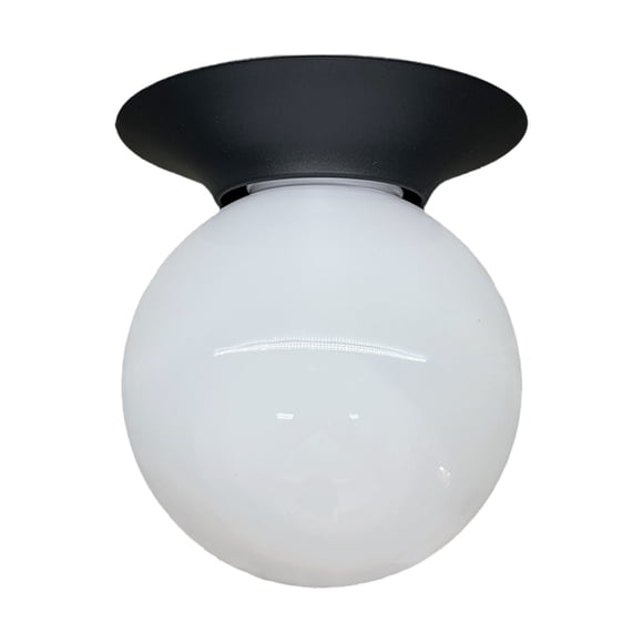 Lampara De Techo/muro, Base Integral Negro 1 Luz Globo de cristal.