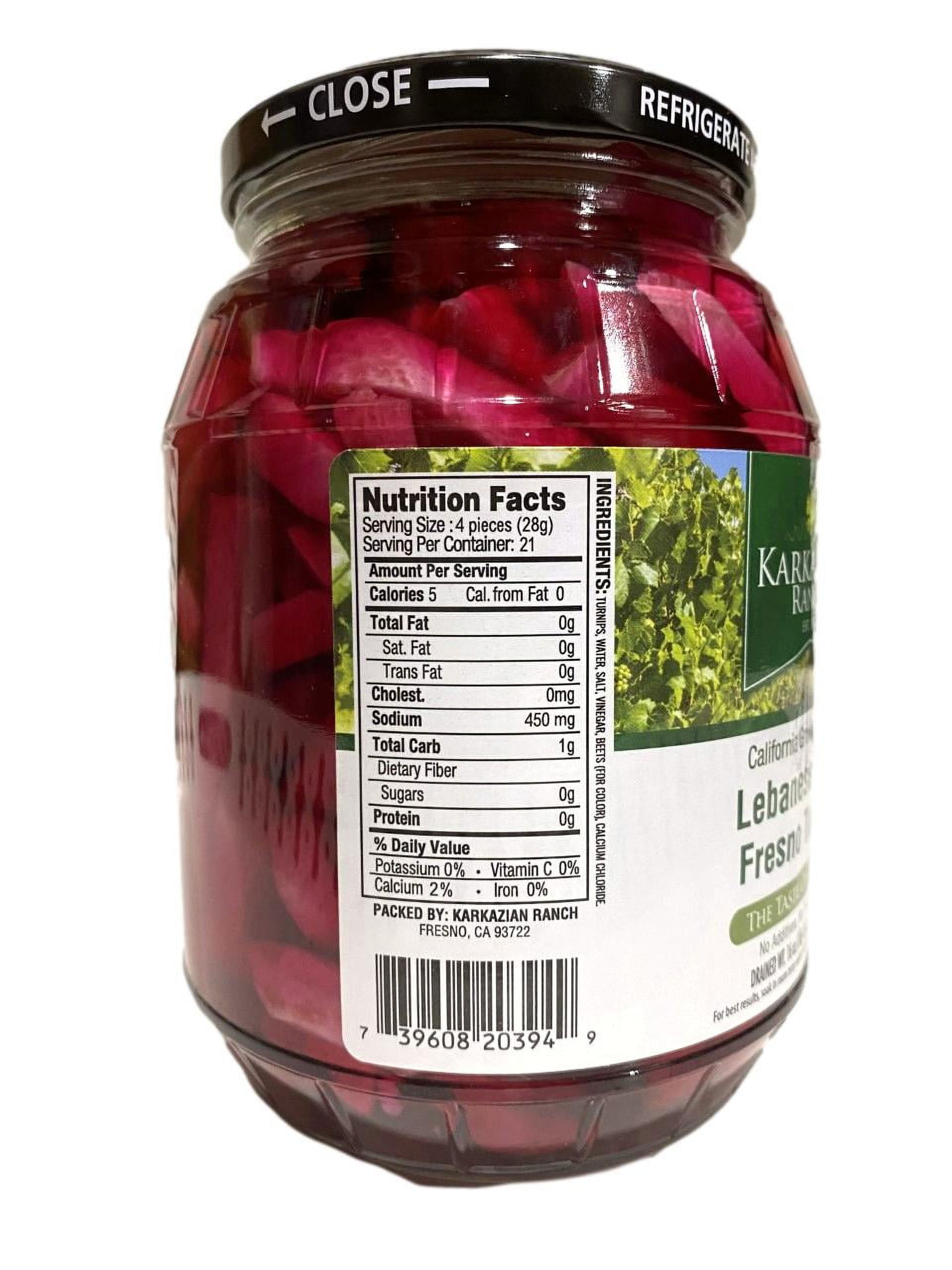 Pickled Turnips Lebanese Style One (1) Single Glass Jar 32oz - Drain Wt. 16oz