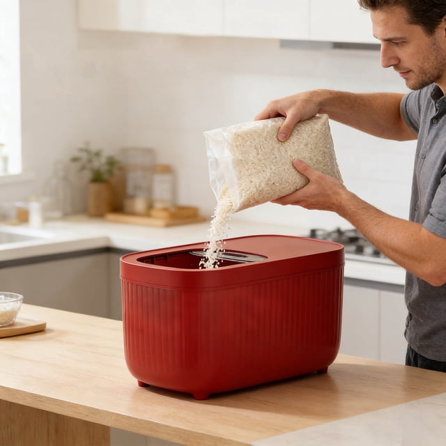 Rice Container Cereal Dispenser Feeder Container Dry Food Container Sealed Rice Suitable For Storing Cat Food Food Cereal White