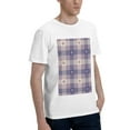 thumbnail image 2 of Bingfone Purple Floral Gingham Check Plaid Men'S Loose Fit Short-Sleeve Pocket T-Shirt, 2 of 7