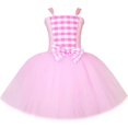 thumbnail image 3 of Vestido de tutú de princesa Barbi para niñas, ropa para fiesta de cumpleaños de Halloween, disfraz de película de Cosplay, vestidos de tul a cuadros rosas para niñas, 3 of 5