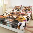 thumbnail image 3 of Homewish Highland Cow 3pcs Twin Sheet Sets for Teens Boys Girls,Farmhouse Animal Twin Fitted Sheet,Chic Flowers Breathable Flat Sheet,Luxury Bedroom Decor, 3 of 7