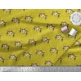 thumbnail image 2 of Soimoi Yellow Japan Crepe Satin Fabric Feather & Elk Mount Face Print Fabric by the Yard 42 Inch Wide, 2 of 3