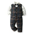 thumbnail image 2 of Gerichy Toddler Baby Boy Clothes Fall Winter Outfit, Toddler Boys Long Sleeve T Shirt Tops Plaid Vest Coat Pants Child Kids Gentleman Outfits, 2 of 8