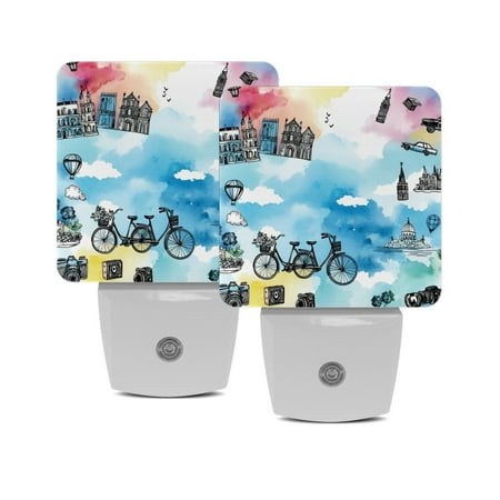 

Night Light Night Lights Plug into Wall 2-Pack Nightlight Plug in Night Light Dusk to Dawn Night Lamp Led Night Light for Adults Kids Room Eiffel Tower Paris Painting