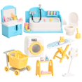 thumbnail image 1 of Juego de muebles para casa de muñecas para niños, juguetes en miniatura, accesorios para casa de muñecas, juguetes de simulación para niños, niñas y niños pequeños a partir de 3 años con baño, 1 of 5