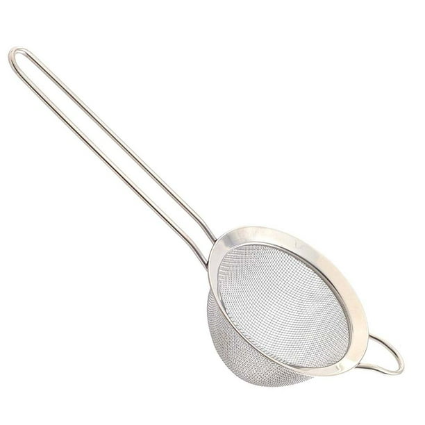 Colador de malla fina de acero inoxidable 304, tamiz para quinua, plateado, 8,25" x 3" x 1,5", perfecto para cocinas profesionales y domésticas, con un mango sólido