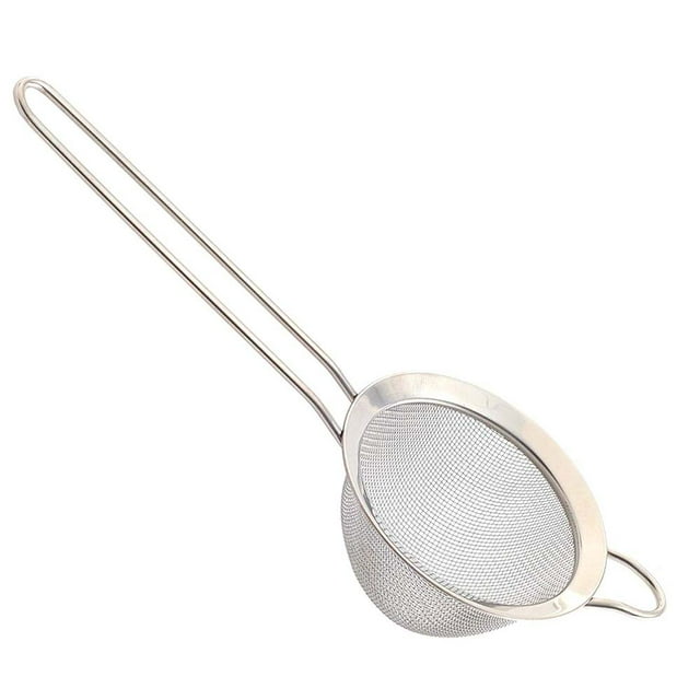 Colador de malla fina de acero inoxidable 304, tamiz para quinua, plateado, 8,25" x 3" x 1,5", perfecto para cocinas profesionales y domésticas, con un mango sólido
