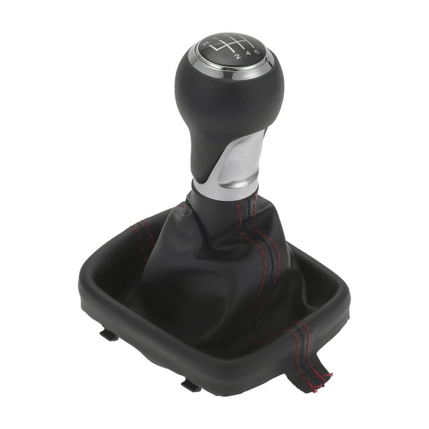 Perilla de cambio de marchas Unique Bargains con cubierta, palanca de cambios manual de 6 velocidades para Audi A3 8P, cuero sintético, cromado, rojo y negro