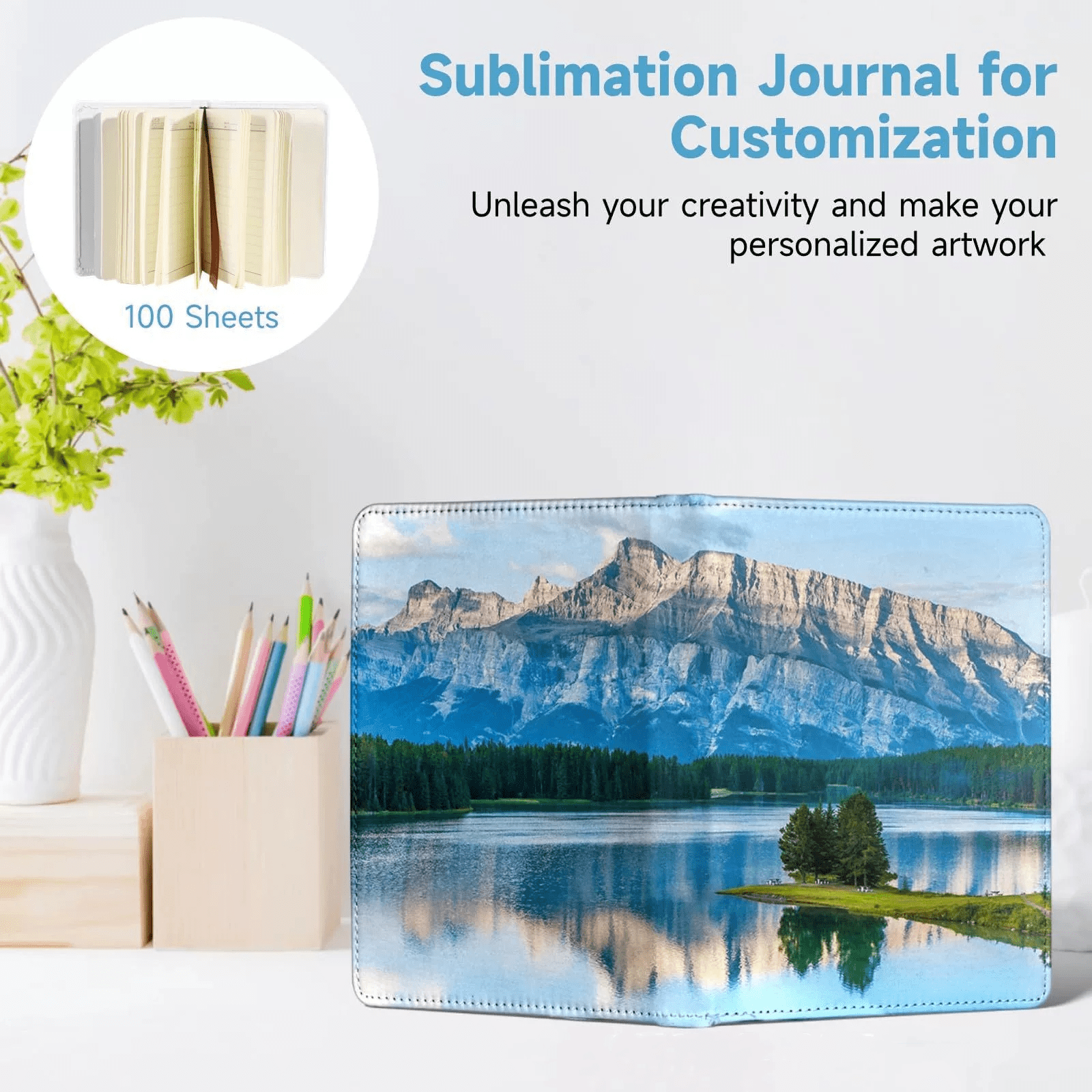 6 pieces A5 Sublimation Blank PU Leather Journal Notebooks for School Office Supplies 200 Pages