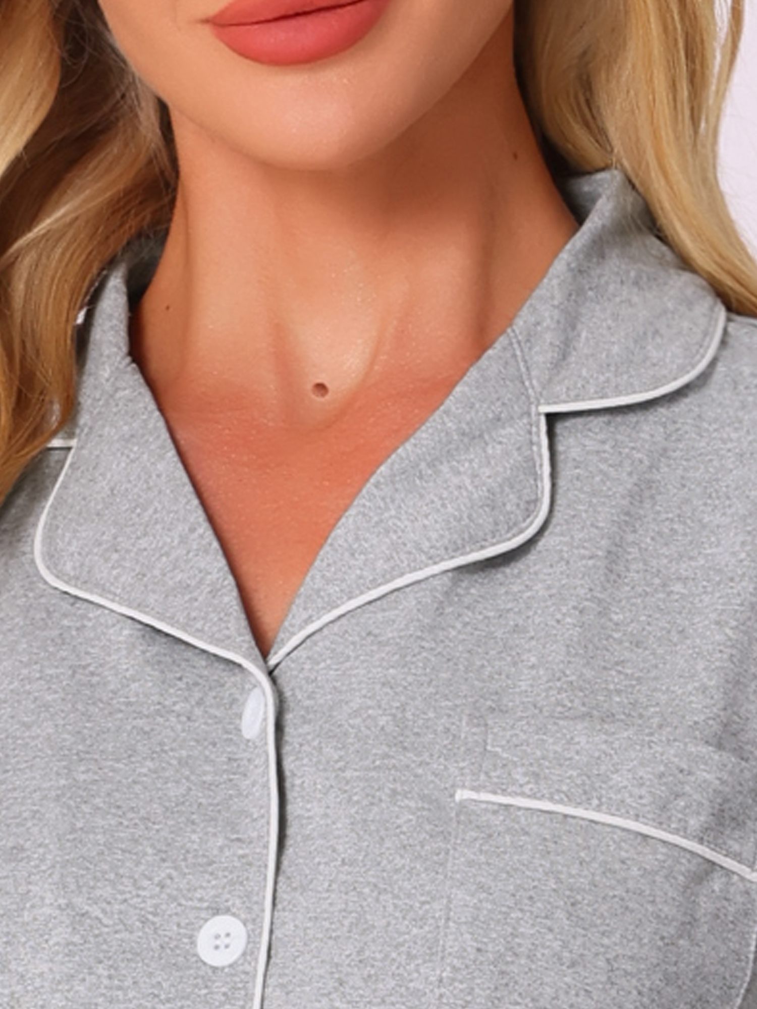 DARING DIVA Women's Soft Modal Button Down Pajama Sets S Gray
