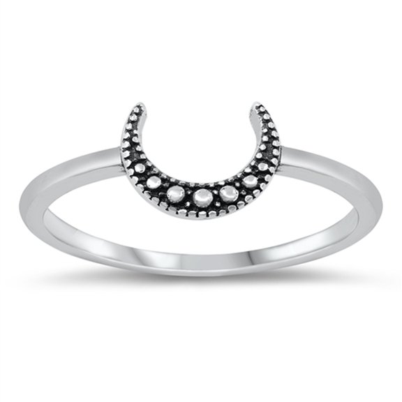 Bali Style Moon Handmade Wholesale Ring .925 Sterling Silver Band Jewelry Female Male Unisex Size 7